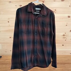 Vince Men's Black and Brown Ombre Shirt